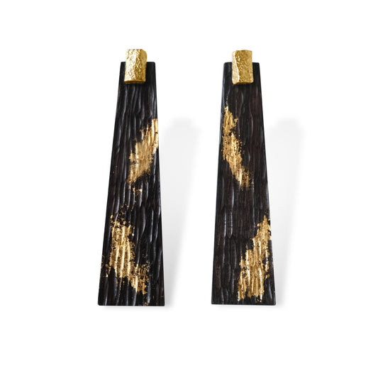 Li Realm Lacquered Gold Snow Ebony Large Earring Gold