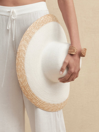 White-Topped Wide Brim Fedora