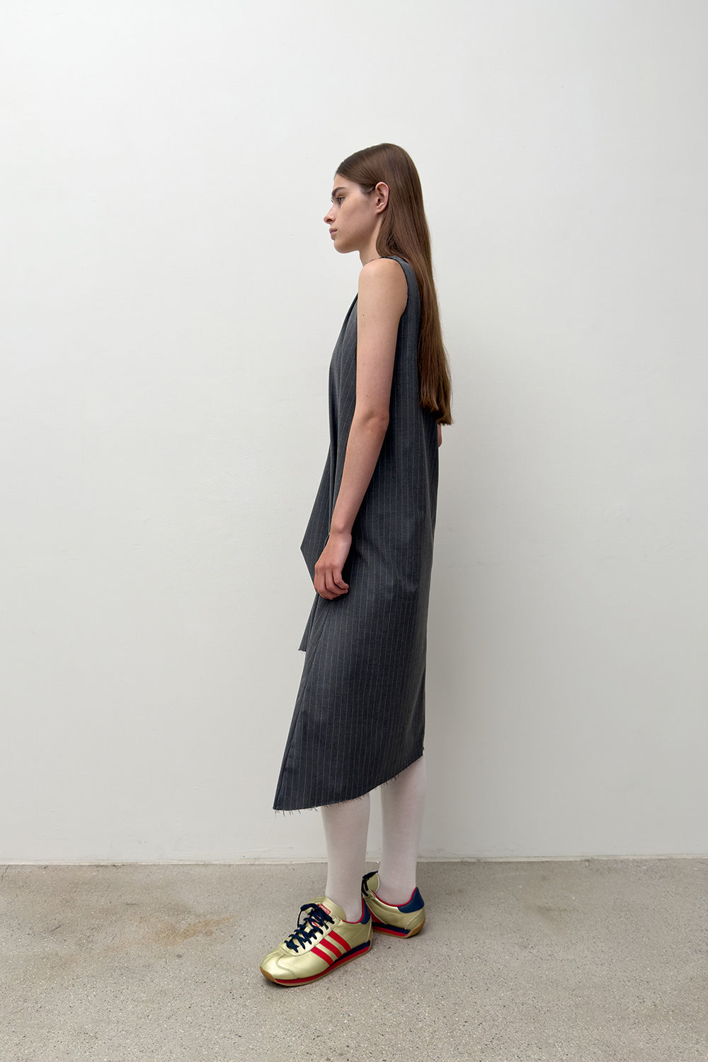 UNBALANCED LONG DRESS Charcoal