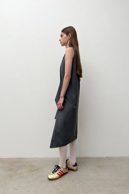 UNBALANCED LONG DRESS Charcoal