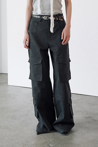 CARGO UTILITY COTTON PANTS - CHARCOAL