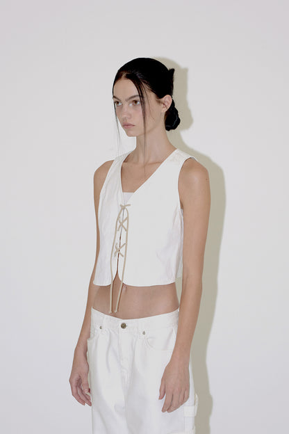 COTTON LACE UP VEST