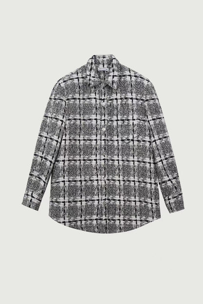 Volcano Grey Woven Checkered Padded Shirt Jacket
