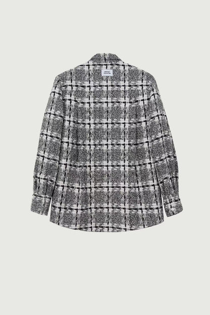 Volcano Grey Woven Checkered Padded Shirt Jacket