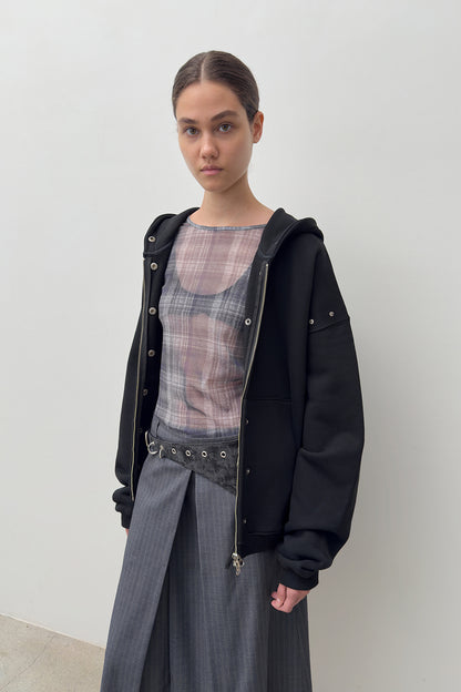 HARDWARE EMBELLISHED HOODIE BLACK