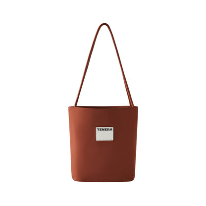 TENERA Recycled Nylon Bucket One-Shoulder Bag Small/Caramel Brown