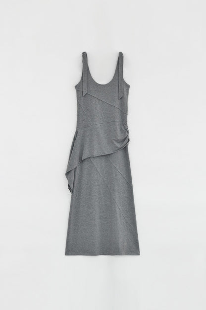 DOUBLE LAYERED LONG DRESS Melange Grey