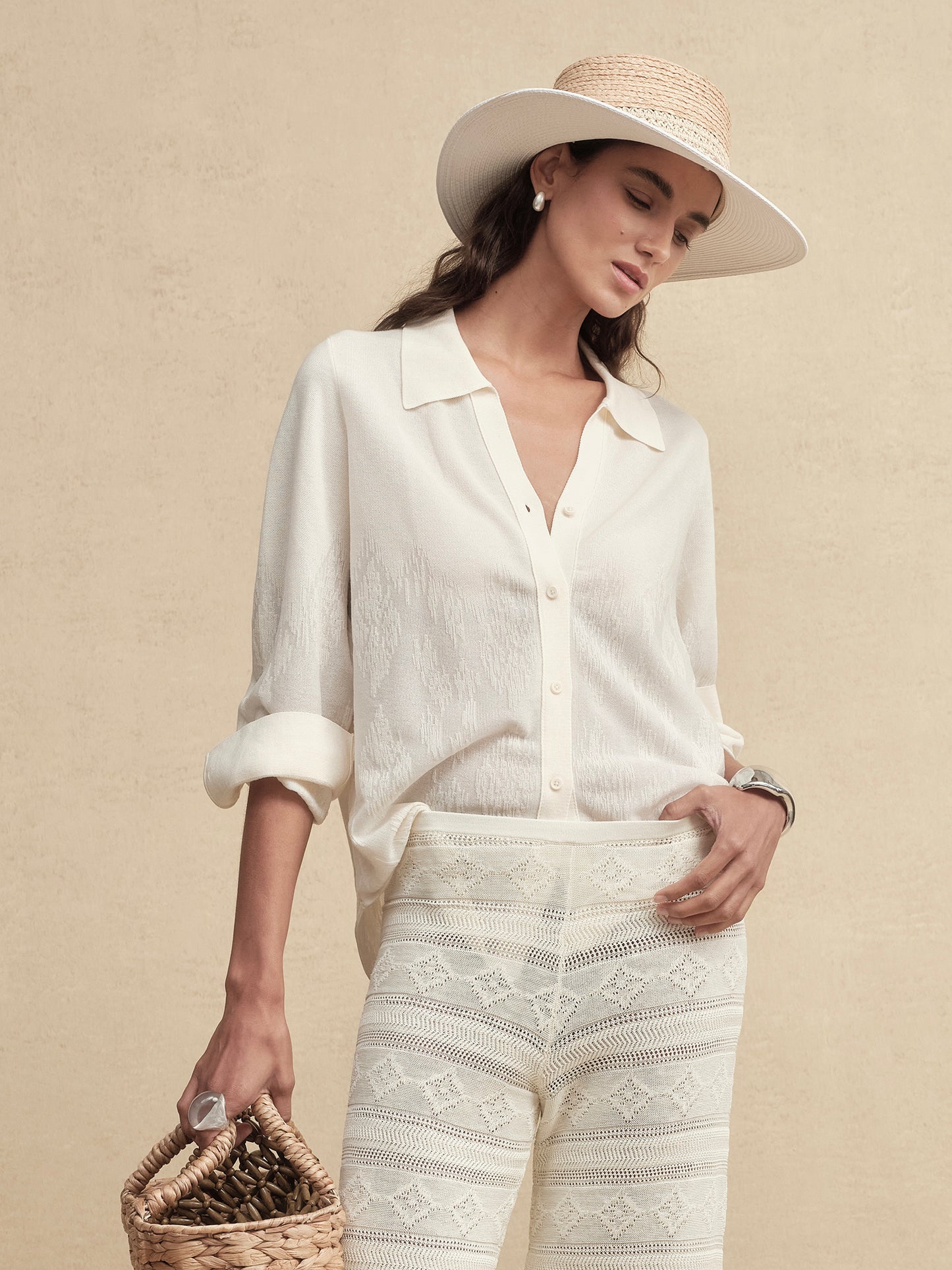 Textured Weave Fringe Boater