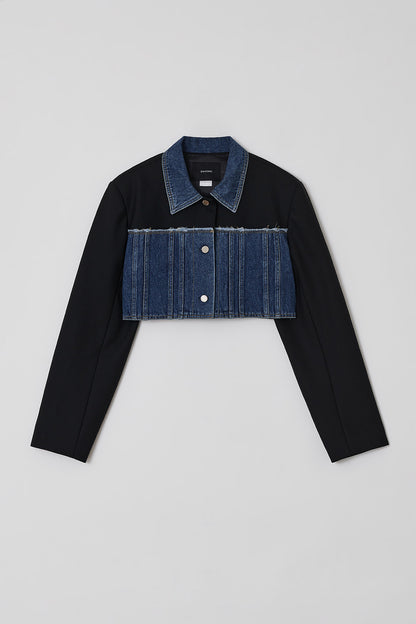 DENIM MIXED JACKET-WOOL