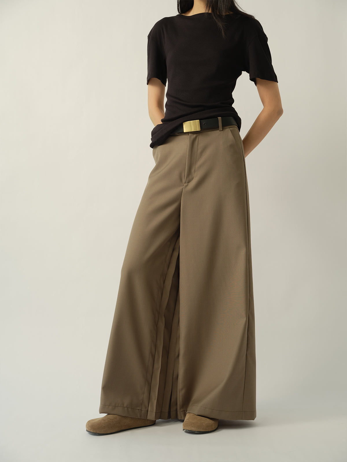 Pleated Palazzo Pants Green