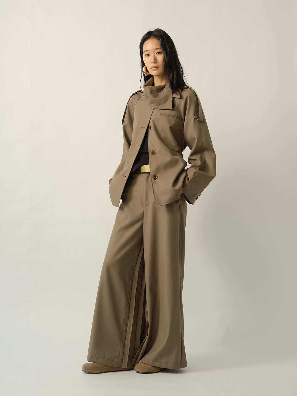 Pleated Palazzo Pants Green