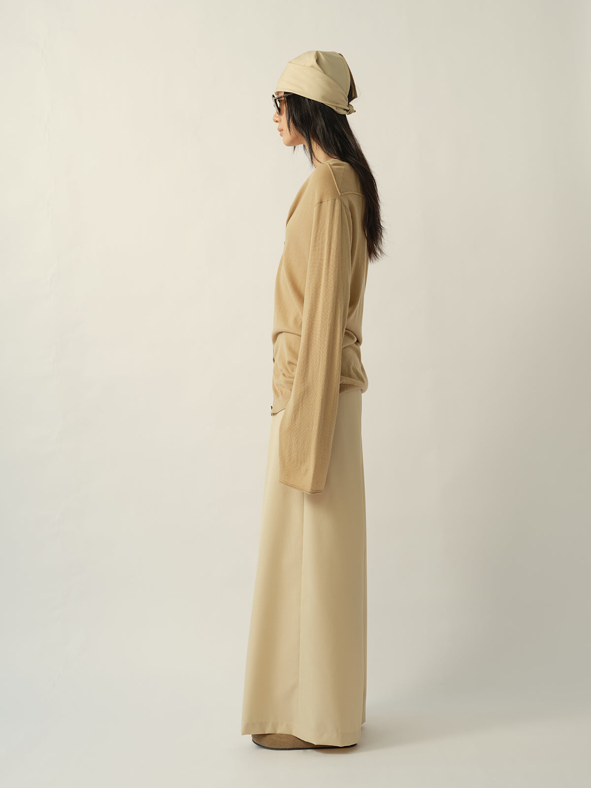 Square-Paneled Split-Sleeve Wool Cardigan