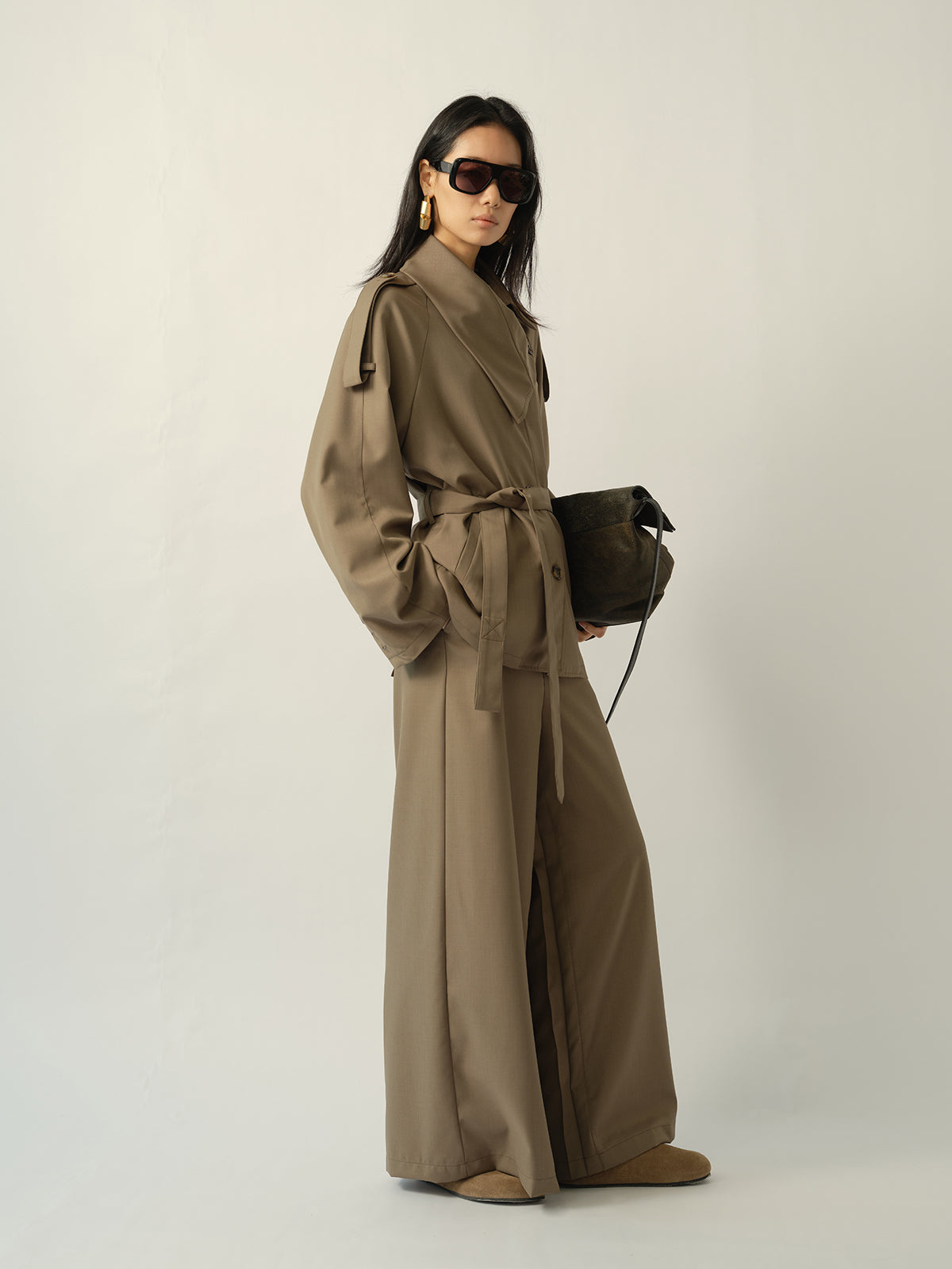 Pleated Palazzo Pants Green