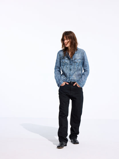 Denim-Print Ramie Shirt