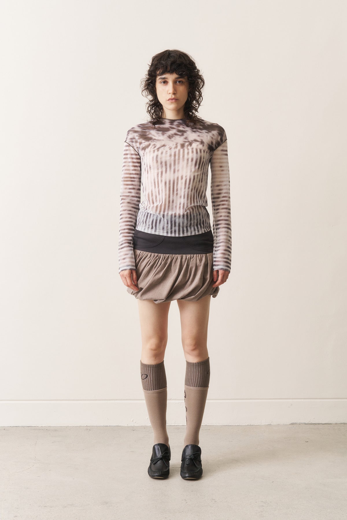 Cowhide Stripe Mesh Tee