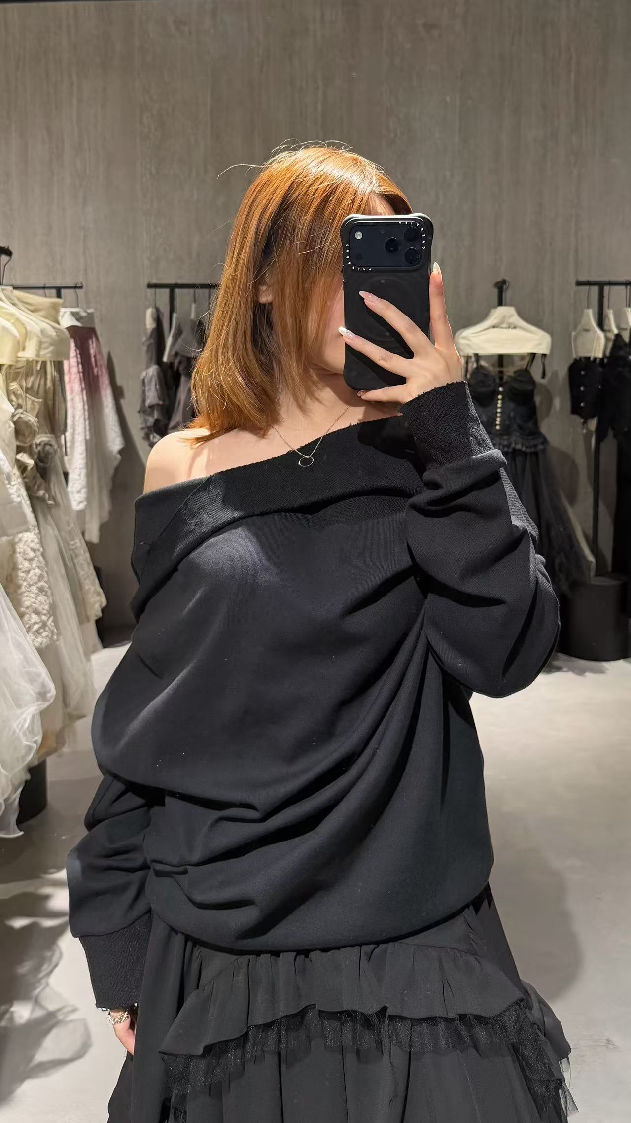 Multi-Way Hooded Scoop Neck Knit Top - Black