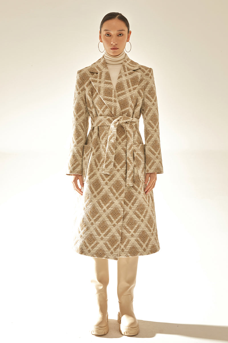 Patterned Wool Coat