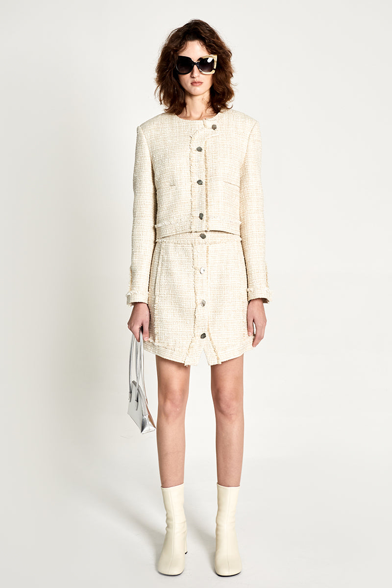 Asymmetric Collar Chanel-Style Jacket