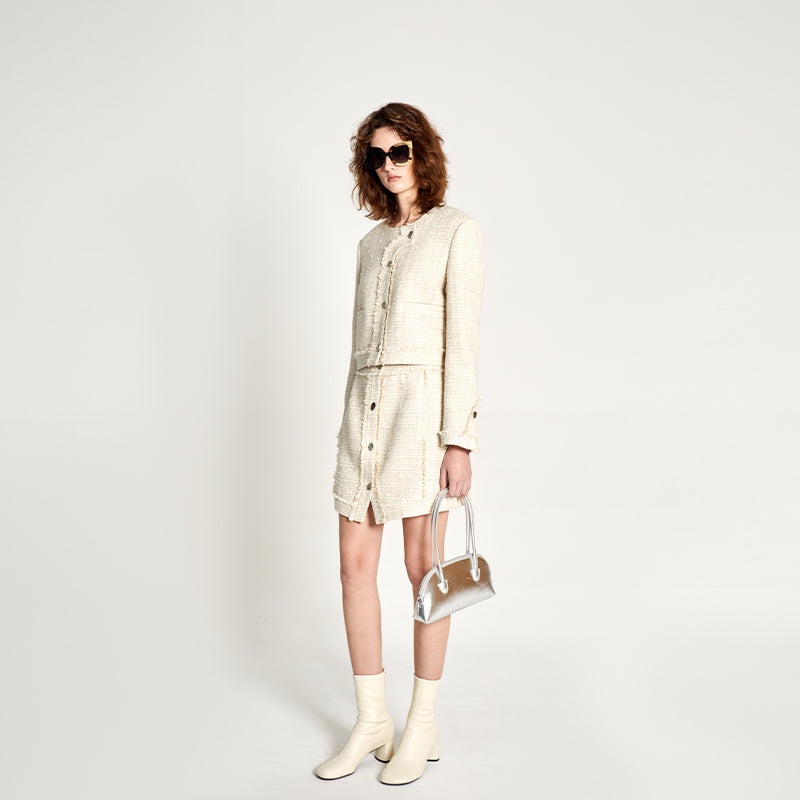 Asymmetric Collar Chanel-Style Jacket