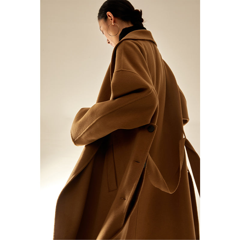 Robe-Style Reversible Wool Coat