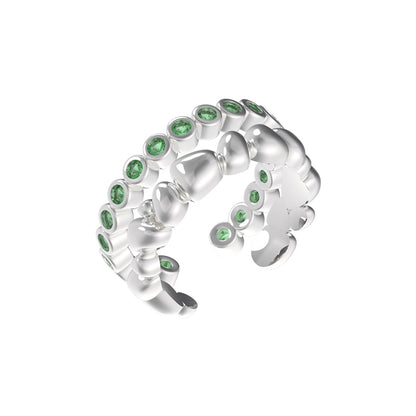 Natural Succulent Emerald Ring | Breath Collection | Adjustable Silver Ring