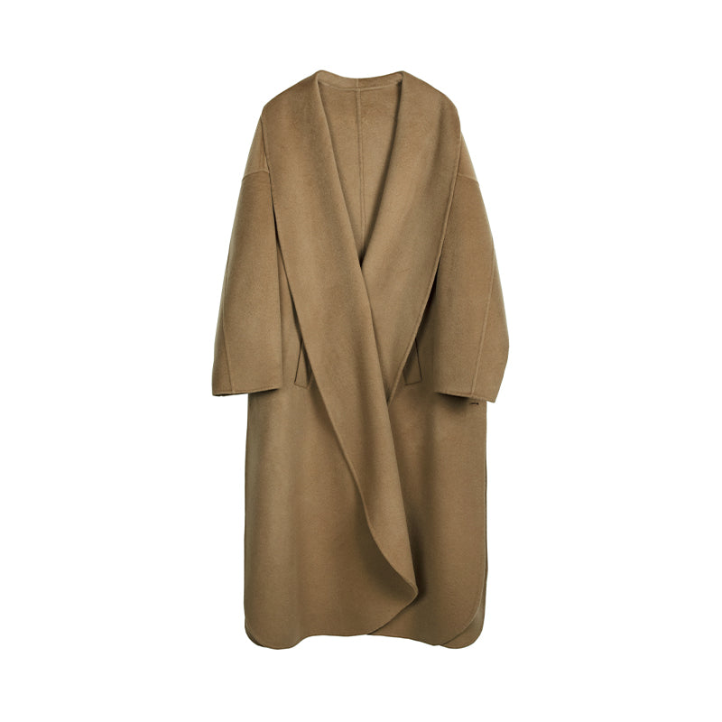 Robe-Style Reversible Wool Coat