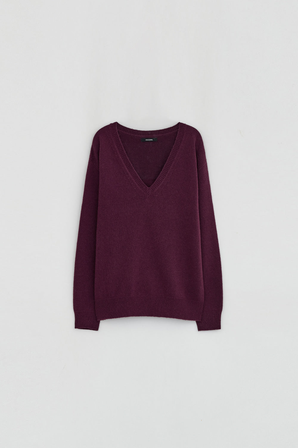 V NECK CASHMERE KNIT-WINE