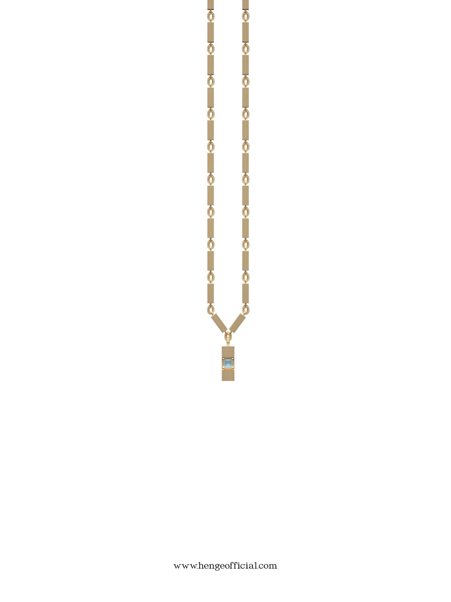 Gold Leather and Stonehenge Pendant Necklace