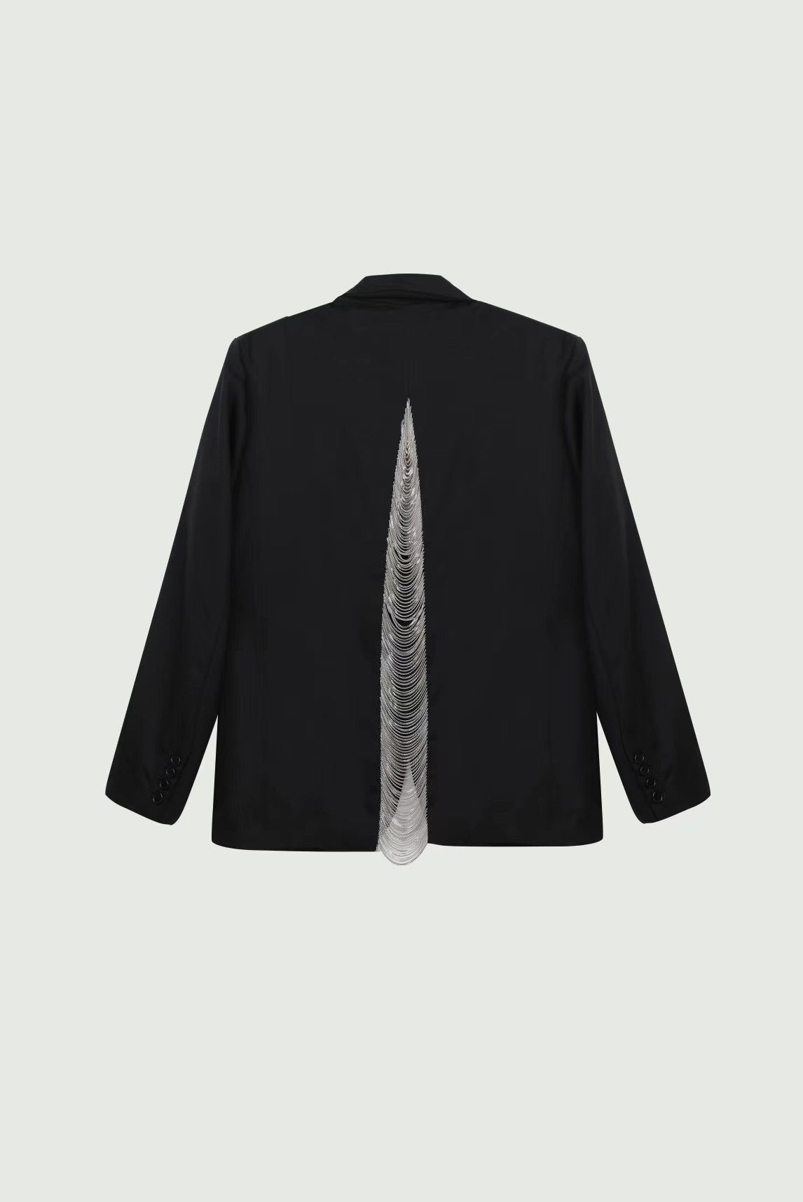 Black Chain Back Suit Jacket, Same as Sha Yiting's Style