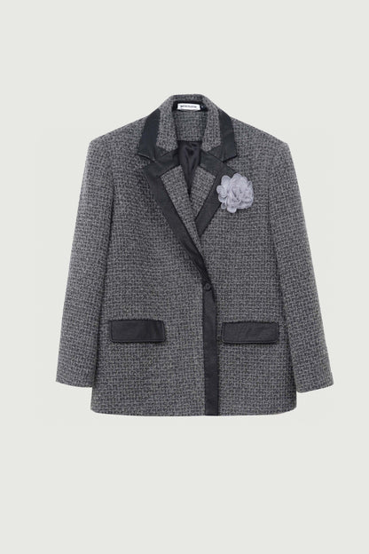 Floral Grey Woven Patchwork Shaped Suit