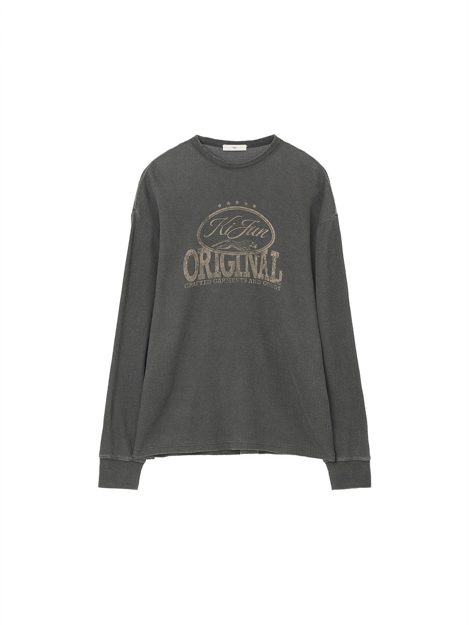 Kijun MEN｜Original Logo Waffle Long Sleeve Tee Charcoal