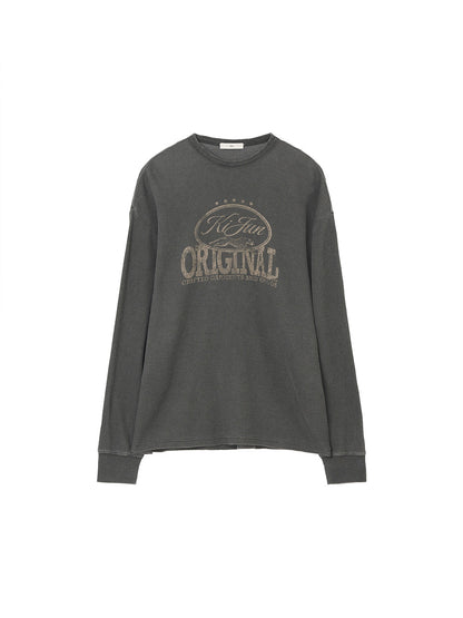 Kijun MEN｜Original Logo Waffle Long Sleeve Tee Charcoal