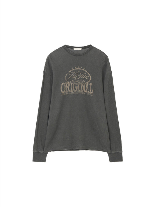 Kijun MEN｜Original Logo Waffle Long Sleeve Tee Charcoal