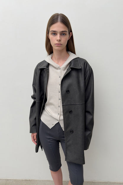 BUTTONED LEATHER JACKET