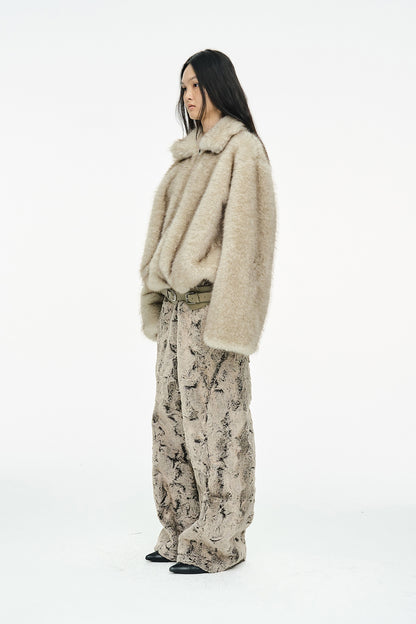SHEARED FUR WIDE PANTS / BEIGE