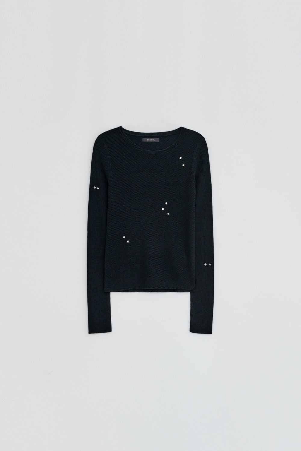 SLIM RIBBED SNAP KNIT BLACK