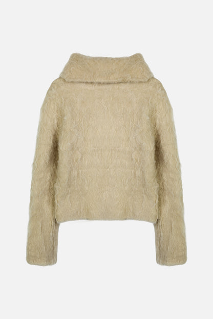 HAIRY COLLAR CARDIGAN / BEIGE