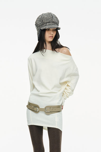 INCISION TAPERED TOP / IVORY