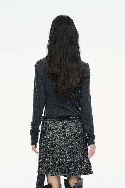 TWIST BUTTON TOP / CHARCOAL