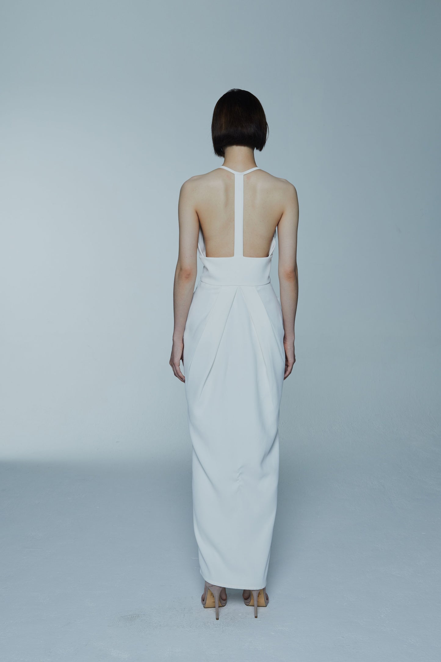 White Deep V-neck Long Skirt-Pre-order