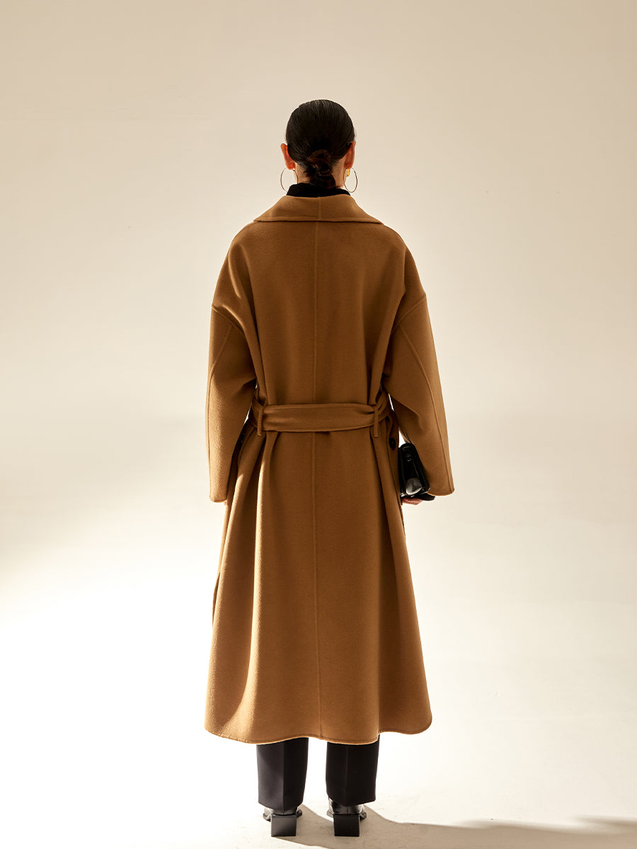 Robe-Style Reversible Wool Coat