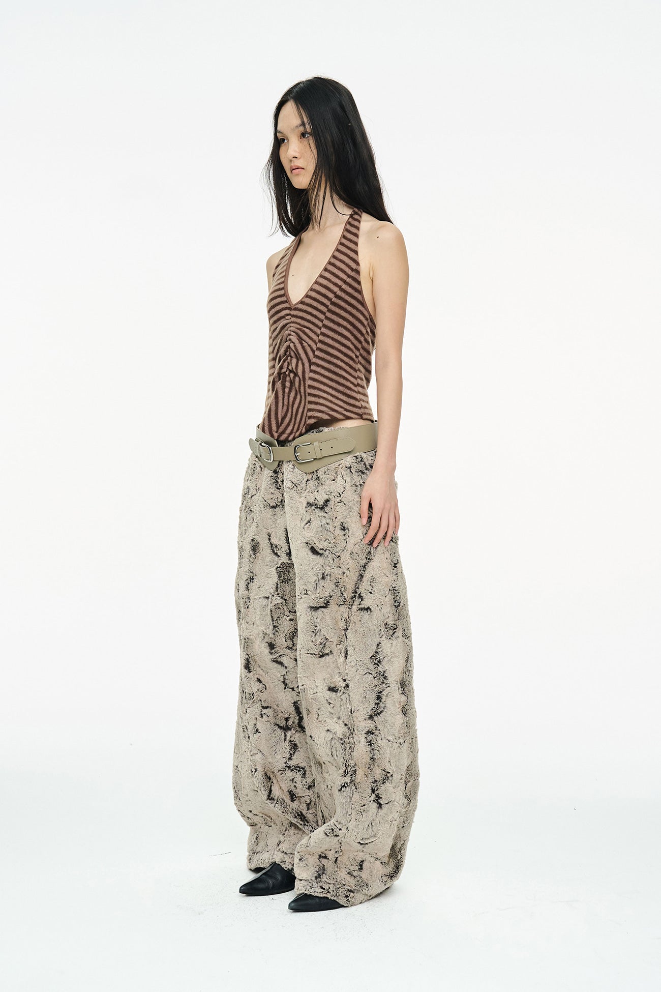 SHEARED FUR WIDE PANTS / BEIGE