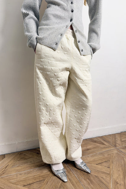 HEART STITCHED PADDING PANTS