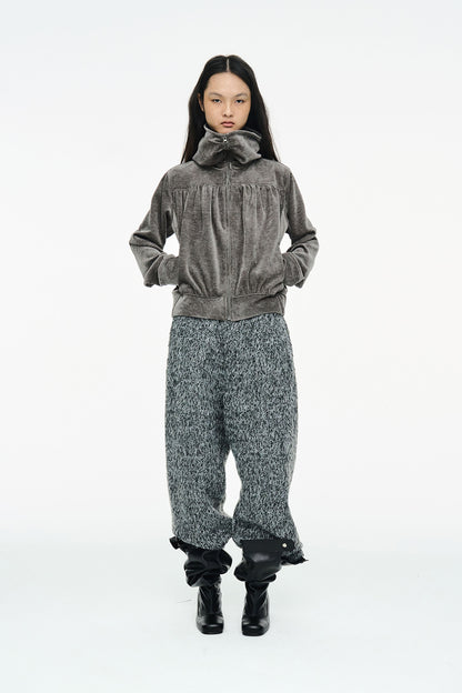 SHIRRING ZIP UP / GRAY