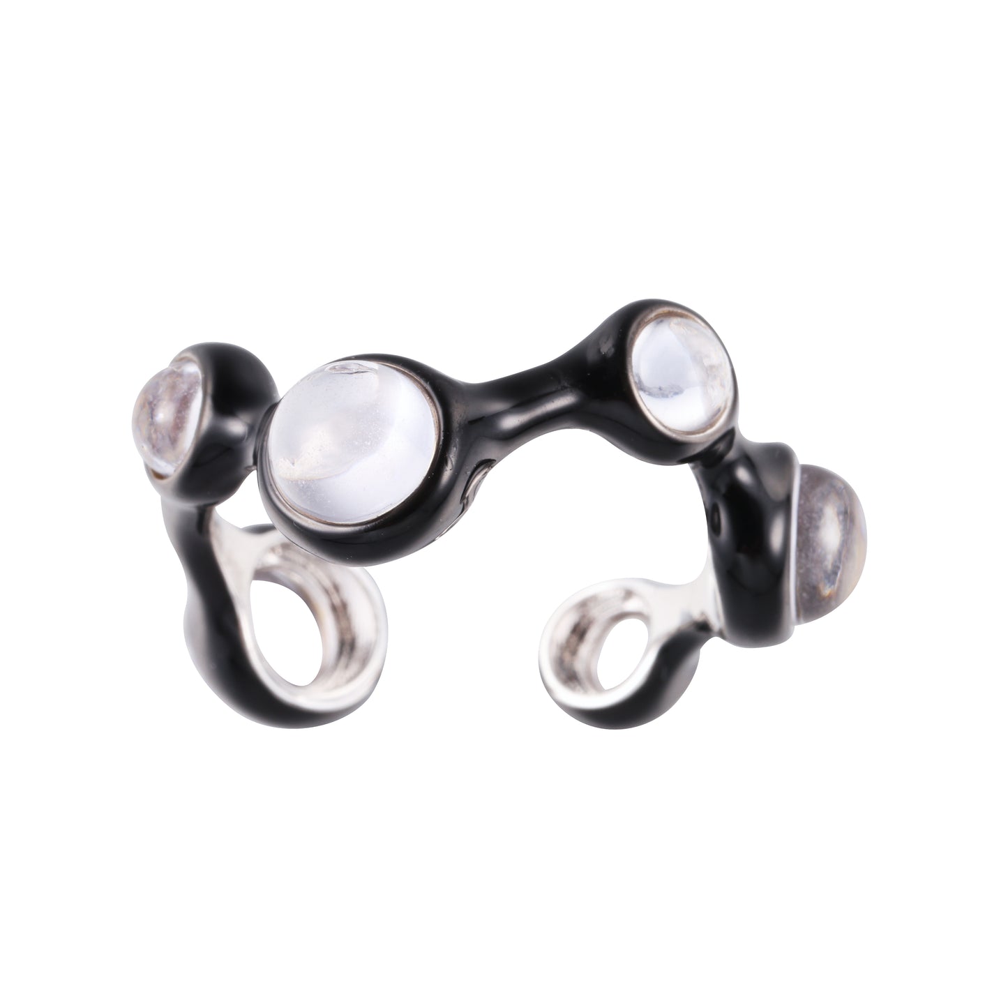 Black Wax Pearl Clip-on Earrings Ring