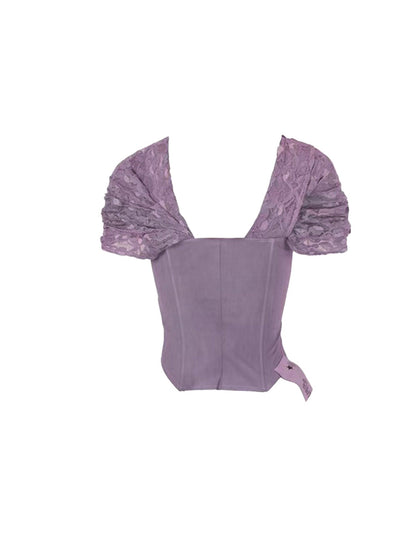 Wave V-Neck Off-Shoulder Top 2.0 Logwood Purple
