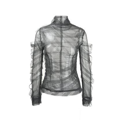 Draped Mesh Top White