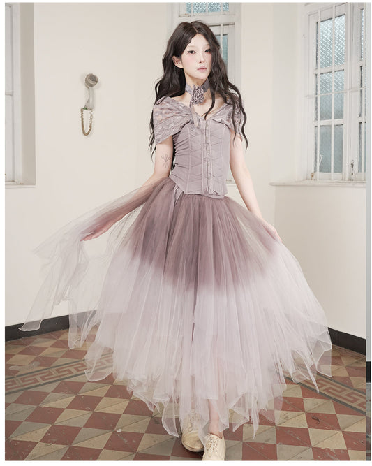 Wave V-Neck Off-Shoulder Tube Dress 2.0 Purple