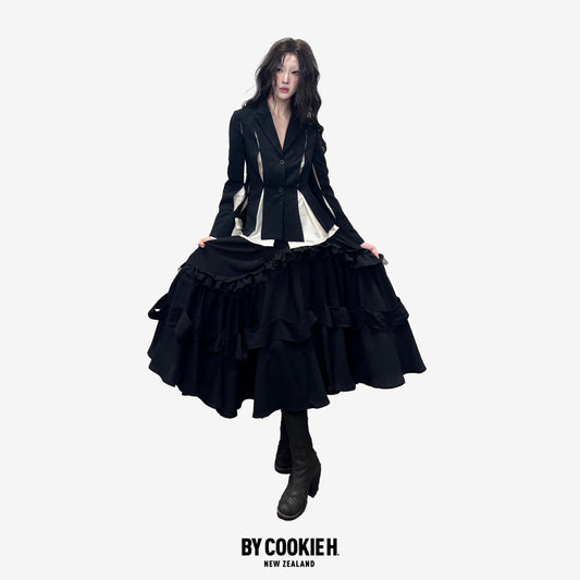 Kiki Floral Trim Skirt Black