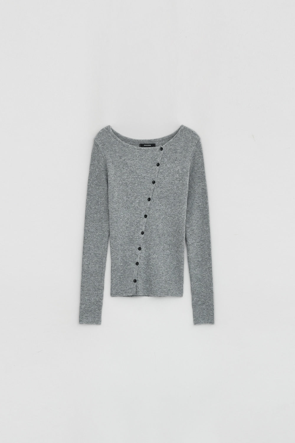 DIAGONAL BUTTON KNIT GREY